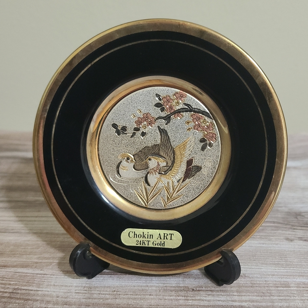 The Art Of Chokin Collectible Plate ~ 24 KT Gold ~ Japan